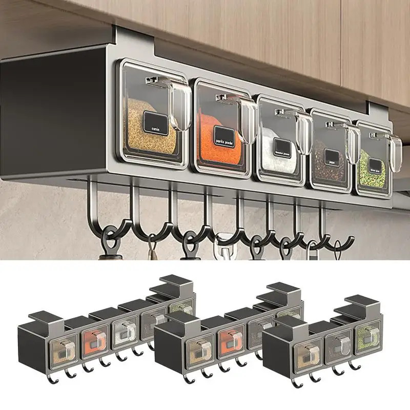 Topping Containers Wall Mounted Seasoning Container Sugar and Salt Container Set Kitchen Seasoning Box Organizer with Hooks 
Topping Containers Wall Mounted Seasoning Container Sugar and Salt Container Set Kitchen Seasoning Box Organizer with Hooks