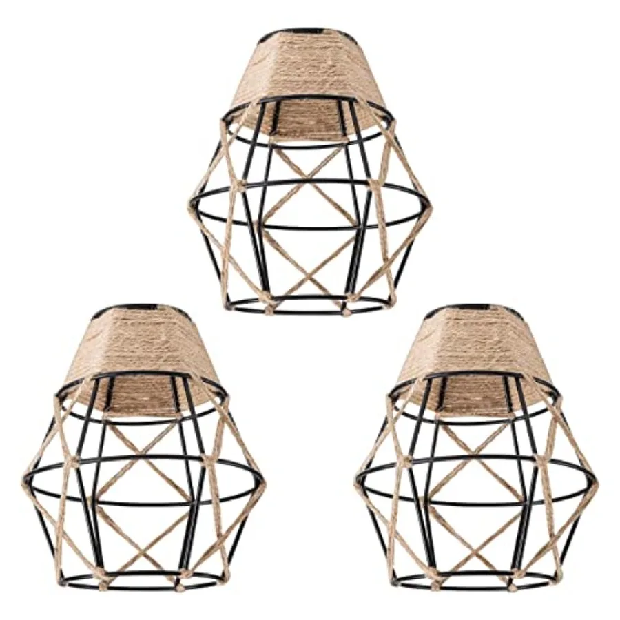 Metal Cage Lampshade for Hanging Pendant Light Fixture Vintage Hemp Rope Bulb Guard Holder Fits for E26/E27 Ceiling Wall Pendan
Metal Cage Lampshade for Hanging Pendant Light Fixture Vintage Hemp Rope Bulb Guard Holder Fits for E26/E27 Ceiling Wall Pendan