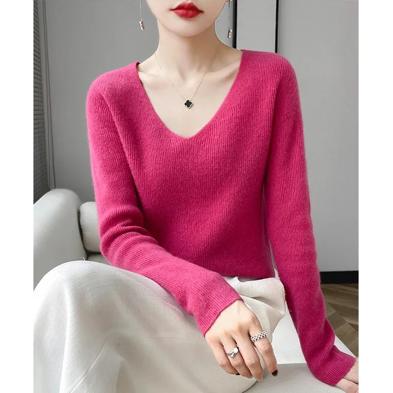 Authentic cashmere sweater V-neck sweater autumn and winter Korean version of the new blouse loose and slim V-neck knitted women
Authentic cashmere sweater V-neck sweater autumn and winter Korean version of the new blouse loose and slim V-neck knitted women