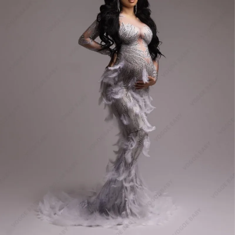Sexy Maternity Dress Rhinestone Tulle Patchwork Dress Mesh Feather Dress Baby Shower Dress Maternity Photography Clothing
Sexy Maternity Dress Rhinestone Tulle Patchwork Dress Mesh Feather Dress Baby Shower Dress Maternity Photography Clothing