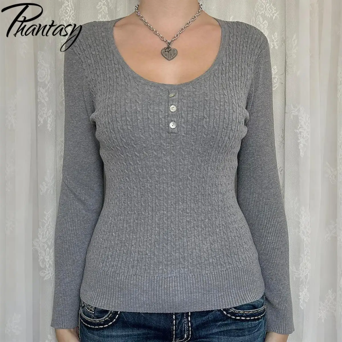 Phantasy Sexy Knitted Sweater Fashion Solid Color Button Long Sleeve Top Temperament Casual Women's Slim Fit Sweater 2025
Phantasy Sexy Knitted Sweater Fashion Solid Color Button Long Sleeve Top Temperament Casual Women's Slim Fit Sweater 2025