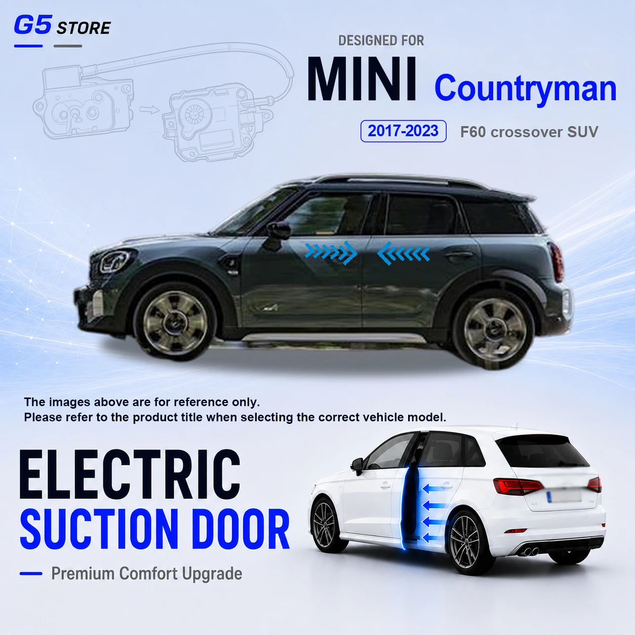 For Mini Countryman F60 2017-2023 Car Electric Suction Door Power-assisted Closing Door Soft-close Function
For Mini Countryman F60 2017-2023 Car Electric Suction Door Power-assisted Closing Door Soft-close Function