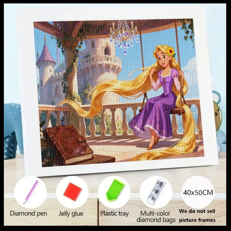 1 шт. 5D DIY Полный дрель Набор для алмазной живописи, милая мультяшная сказочная принцесса Рапунцель на качелях с длинными золотыми волосами и великим листом 
1 шт. 5D DIY Полный дрель Набор для алмазной живописи, милая мультяшная сказочная принцесса Рапунцель на качелях с длинными золотыми волосами и великим листом