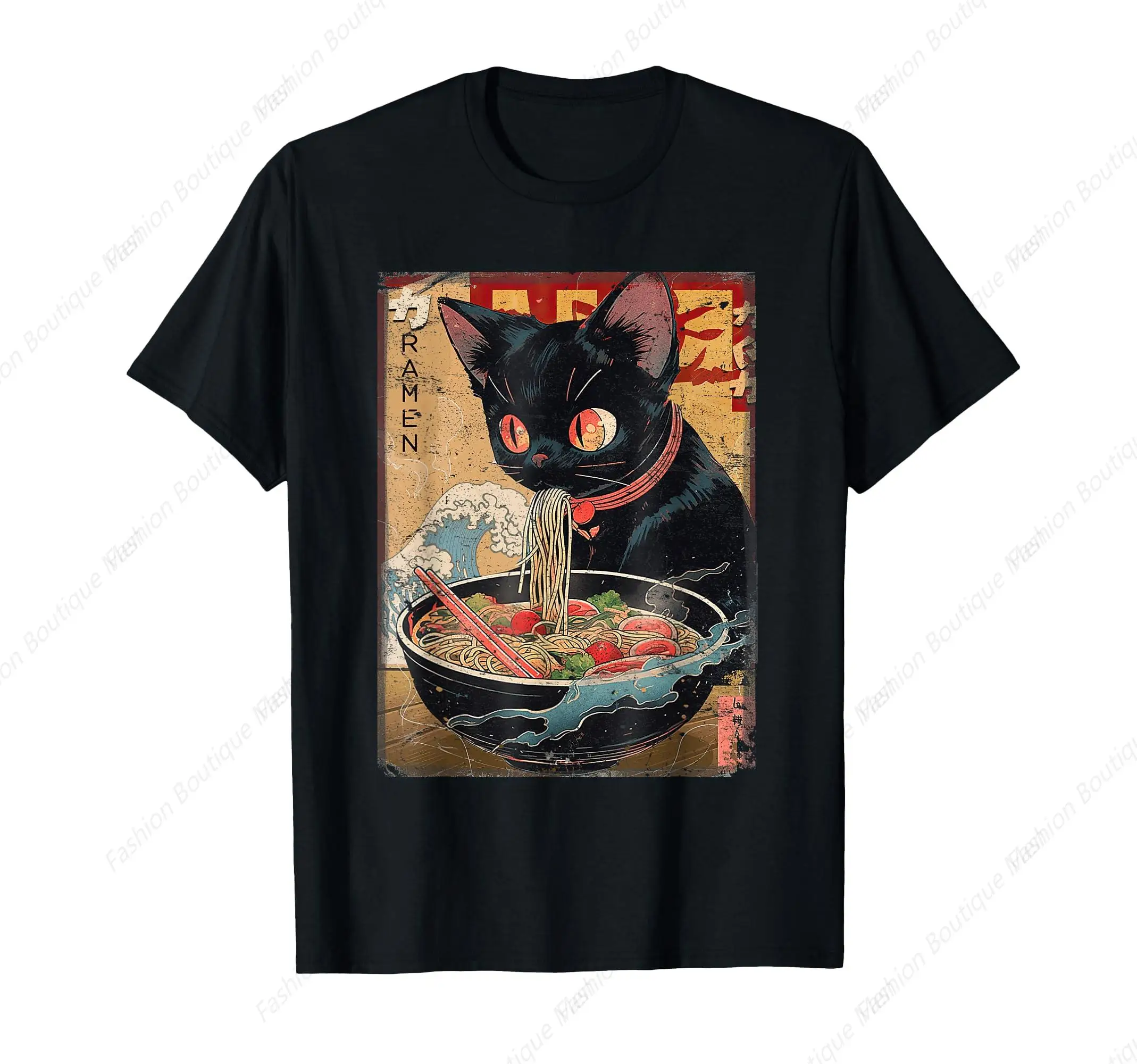 Funny Cat Ramen Noodle Retro Japanese Anime Kawaii Cat T-Shirt Men Women Cotton Top
Funny Cat Ramen Noodle Retro Japanese Anime Kawaii Cat T-Shirt Men Women Cotton Top