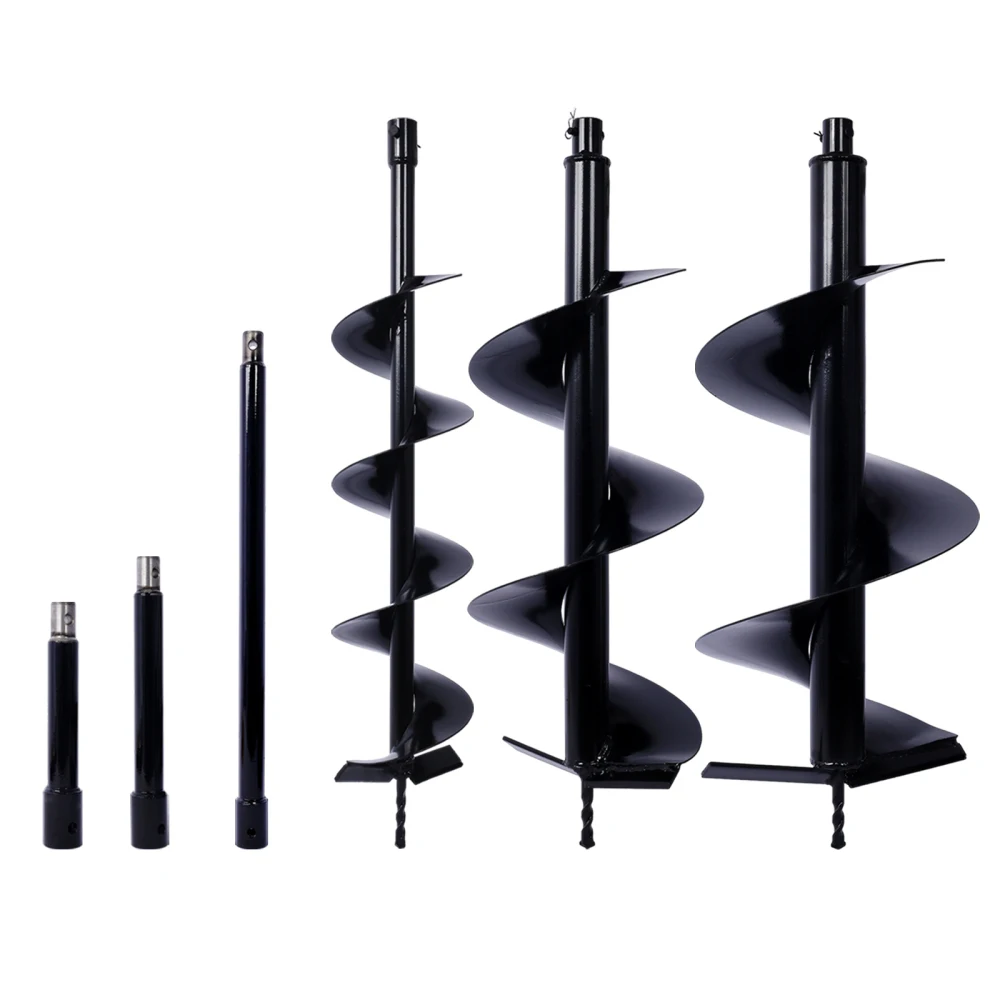 6+10+12 Inch Auger Drill Bit Set with Extension Rods, Earth Auger Hole Digger, Post Hole & Bulb Bedding Digging Tool, Fits 3/4" Shaft for Planting