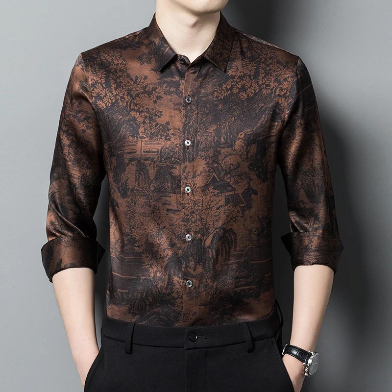 Lightweight Silk Blends Shirts For Men Long Sleeve Print Coolness High-Quality Smooth Comfortable Casual Lapel Camisas De Hombre
Lightweight Silk Blends Shirts For Men Long Sleeve Print Coolness High-Quality Smooth Comfortable Casual Lapel Camisas De Hombre