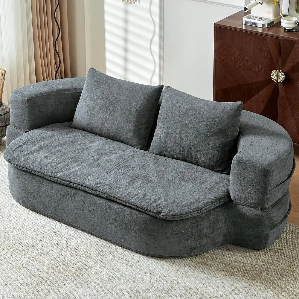 Convertible Sleeper Couch Bed, 2-in-1 Folding Sofa Bed with Pillow & Blanket, Grey, Velvet Fabric, for Living Room, Compared Sof
Convertible Sleeper Couch Bed, 2-in-1 Folding Sofa Bed with Pillow & Blanket, Grey, Velvet Fabric, for Living Room, Compared Sof