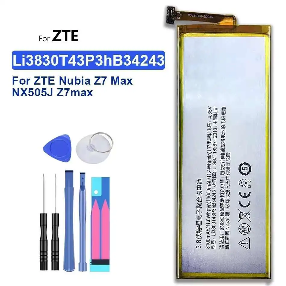 Durable 3100mAh Stable For Zte Nubia Z7 Max NX505J Z7max Li3830T43P3hB34243 Big Bull 3 Mobile Phone Battery
Durable 3100mAh Stable For Zte Nubia Z7 Max NX505J Z7max Li3830T43P3hB34243 Big Bull 3 Mobile Phone Battery
