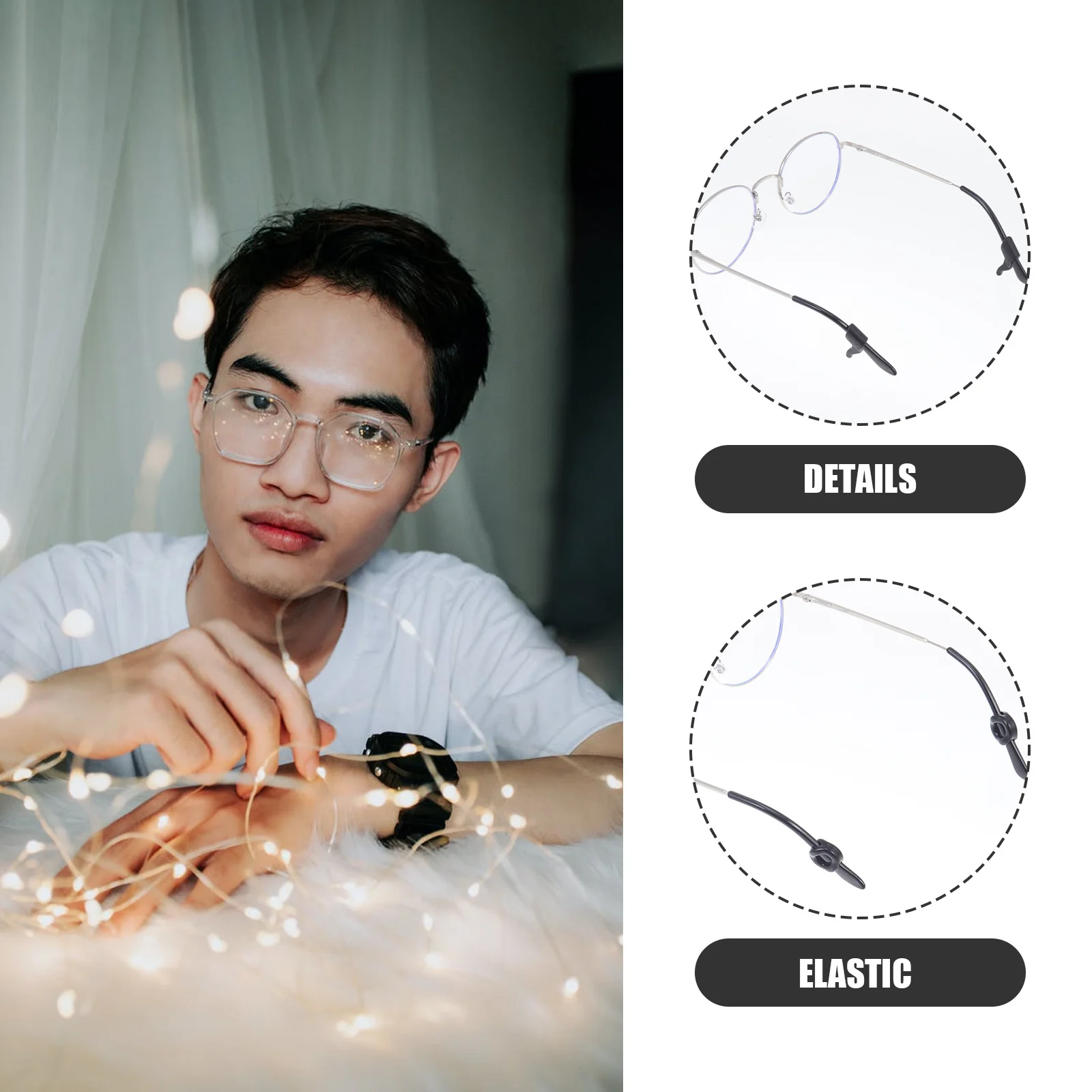 Eyeglass End Tips Anti-Slip Silicone Grips Glasses Leg Replacements Durable Safe for Outdoor Sports Gifts Glasses Retainers
Eyeglass End Tips Anti-Slip Silicone Grips Glasses Leg Replacements Durable Safe for Outdoor Sports Gifts Glasses Retainers