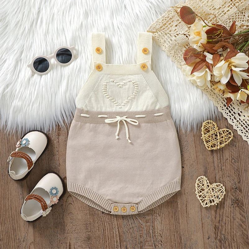 Newborn Infant Baby Knitted Romper Jumpsuit Heart Pattern Sleeveless Bodysuit Sweater with Tie-Up Straps Boy Girl Clothes
Newborn Infant Baby Knitted Romper Jumpsuit Heart Pattern Sleeveless Bodysuit Sweater with Tie-Up Straps Boy Girl Clothes