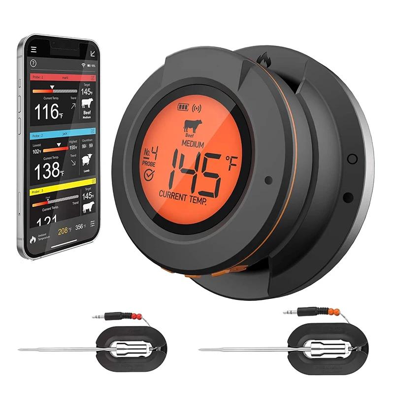 LMETJMA Bluetooth Digital Grill Thermometer Digital Meat Thermometer Wireless Digital Grill Smoker Thermometer For Green Egg
LMETJMA Bluetooth Digital Grill Thermometer Digital Meat Thermometer Wireless Digital Grill Smoker Thermometer For Green Egg