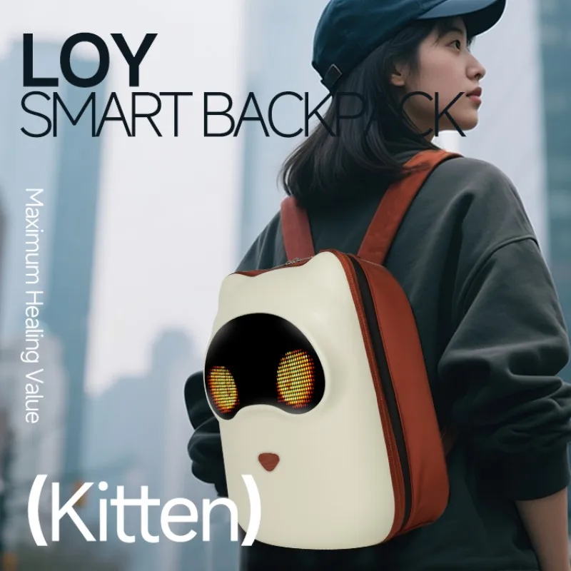 LOY Smart Kitten LED Backpack Cute Cat Face LED Screen Backpack APP Control DIY Digital Display Backpack for Travel & Riding
LOY Smart Kitten LED Backpack Cute Cat Face LED Screen Backpack APP Control DIY Digital Display Backpack for Travel & Riding