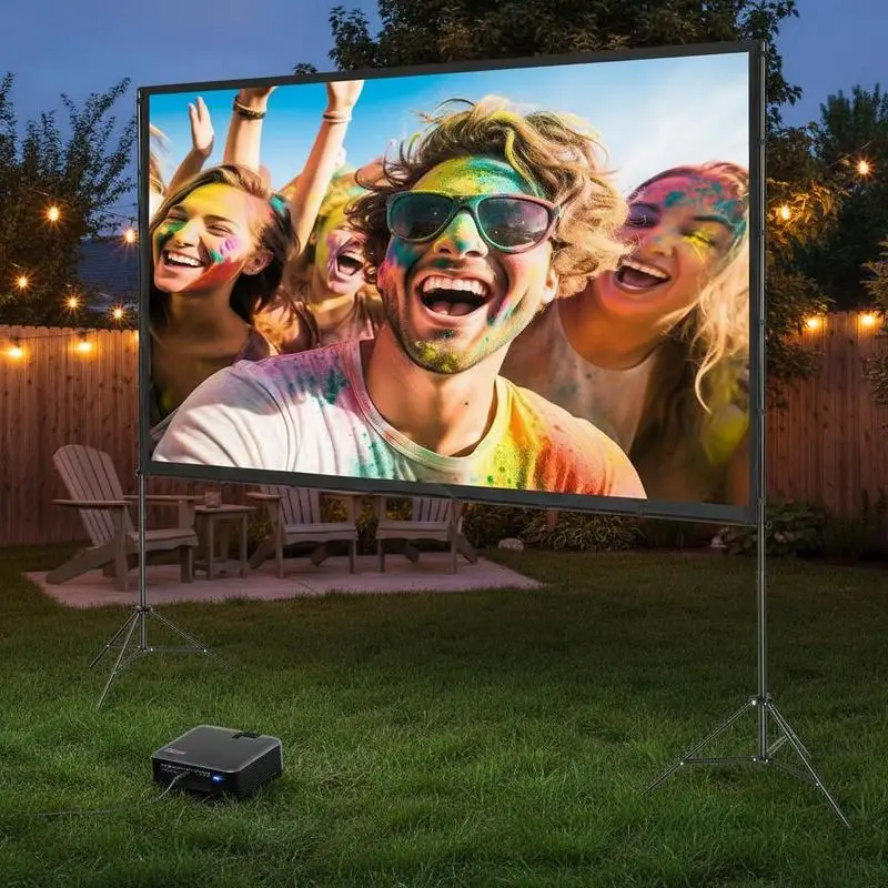 Projector Screen with Stand, 120 inch 16:9 4K 1080 HD Outdoor Movie Screen with Stand, Wrinkle-Free Projection Screen with Tripods and Carry Bag, for Home Theater Cinema Backyard Movie Night
Projector Screen with Stand, 120 inch 16:9 4K 1080 HD Outdoor Movie Screen with Stand, Wrinkle-Free Projection Screen with Tripods and Carry Bag, for Home Theater Cinema Backyard Movie Night
