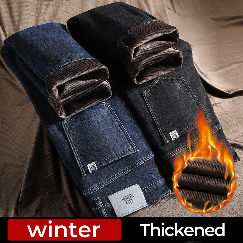 Winter Slim Business Jeans Men's Fashion Thickened Stretch Plush Trousers Comfortable Male Brand Clothing Velvet Denim Pants
Winter Slim Business Jeans Men's Fashion Thickened Stretch Plush Trousers Comfortable Male Brand Clothing Velvet Denim Pants