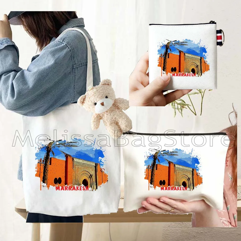 4PCS Gifts Set Marrakesh Morocco White Canvas Tote Bag Handbag with Doll Key Coin Purse Cosmetic Makeup Toilet Bag Case Pouch
4PCS Gifts Set Marrakesh Morocco White Canvas Tote Bag Handbag with Doll Key Coin Purse Cosmetic Makeup Toilet Bag Case Pouch