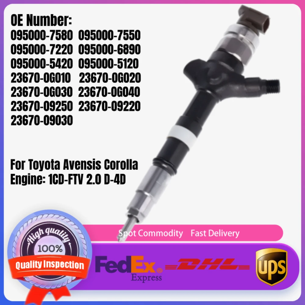 Diesel Fuel Injector Assembly 095000-7550 095000-5120 23670-0G040 for Toyota Avensis Corolla 2.0 D-4D 1CD-FTV Diesel Engine
Diesel Fuel Injector Assembly 095000-7550 095000-5120 23670-0G040 for Toyota Avensis Corolla 2.0 D-4D 1CD-FTV Diesel Engine