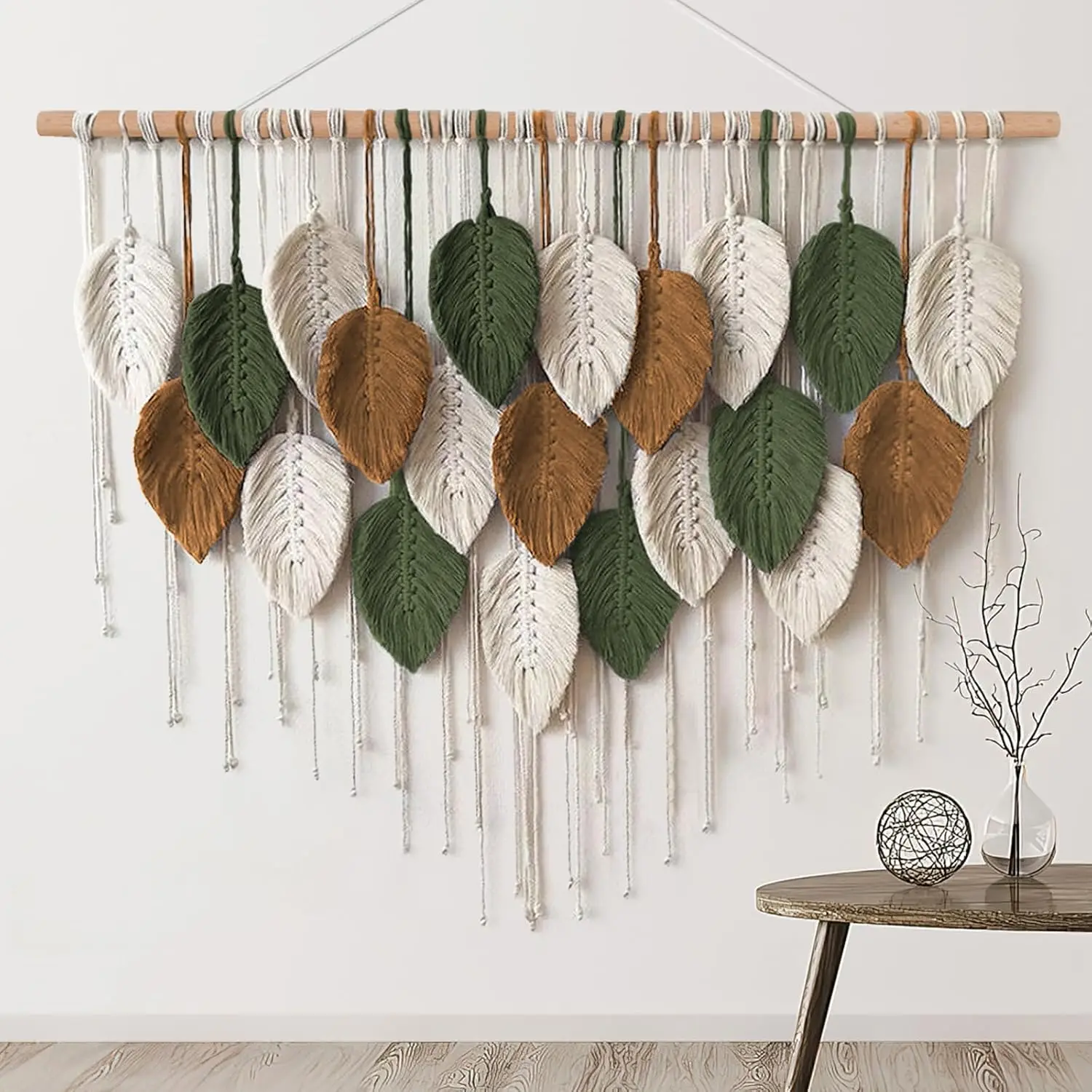Large Macrame Wall Hanging, Handmade Boho Tapestry with Leaf & Feather Design for Living Room & Bedroom
Large Macrame Wall Hanging, Handmade Boho Tapestry with Leaf & Feather Design for Living Room & Bedroom