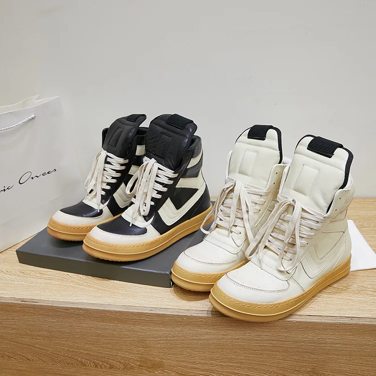 High Top Ankle Boots Black White Genuine Leather Side Zippers Hip Pop Shoes Fashion Round Head Thick Sole Casual Couple Sneakers
High Top Ankle Boots Black White Genuine Leather Side Zippers Hip Pop Shoes Fashion Round Head Thick Sole Casual Couple Sneakers