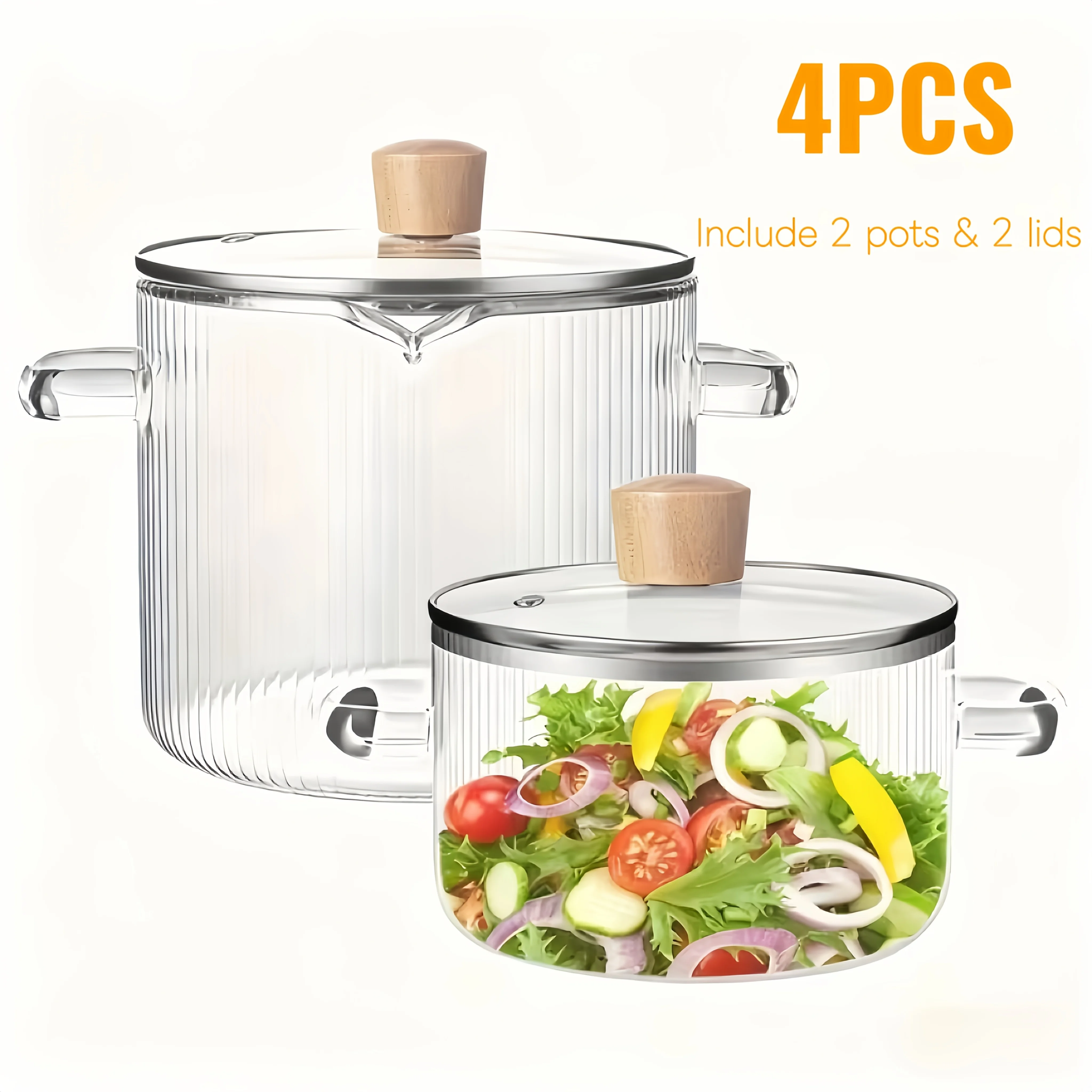 4-Piece Heat-Resistant Glass Cookware Set – 2 Pots + 2 Lids (2.3L / 78 oz Each) – Safe for Induction, Oven & Stovetop Use – Ideal for Soups, Stews, Rice, and Sauce Preparation – Durable Tempered Glass Construction – Smooth Surface, Easy to Clean – Clear D
4-Piece Heat-Resistant Glass Cookware Set – 2 Pots + 2 Lids (2.3L / 78 oz Each) – Safe for Induction, Oven & Stovetop Use – Ideal for Soups, Stews, Rice, and Sauce Preparation – Durable Tempered Glass Construction – Smooth Surface, Easy to Clean – Clear D