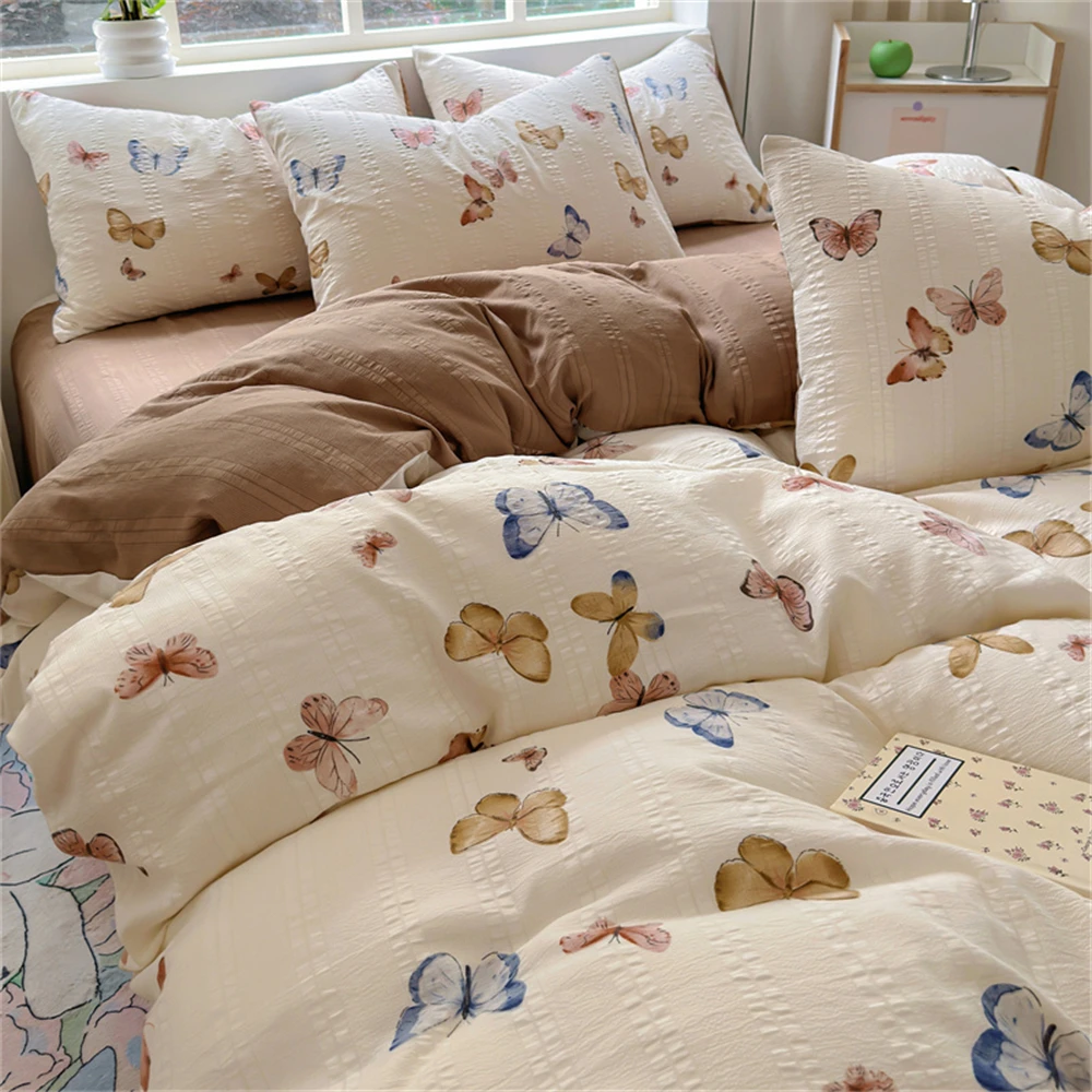 Washed Cotton Bedding Set Home Comforter Pillowcase Bed Sheet Single Full Size Bed Linen Duvet Cover Set Queen/King Double Size
Washed Cotton Bedding Set Home Comforter Pillowcase Bed Sheet Single Full Size Bed Linen Duvet Cover Set Queen/King Double Size