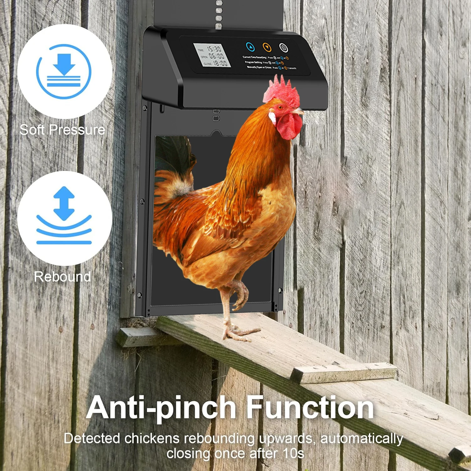 Automatic Chicken Coop Door, Automatic Chicken Door with Timer, Anti-Pinch & Light Sensor Chicken Guard, Battery Automatic Door
Automatic Chicken Coop Door, Automatic Chicken Door with Timer, Anti-Pinch & Light Sensor Chicken Guard, Battery Automatic Door