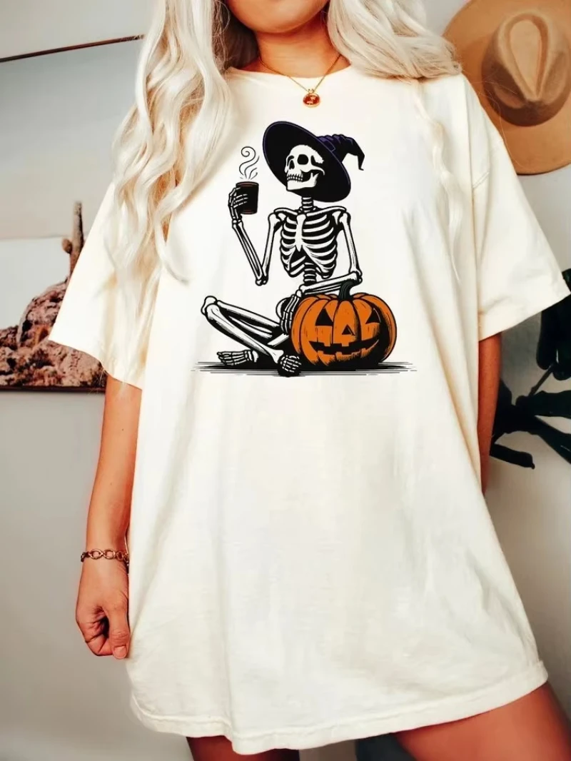 Halloween Witch Skull Pumpkin Print Oversized T Shirt Men Women Casual Cotton Streetwear Gothic Vintage Party Y2k Graphic Tee
Halloween Witch Skull Pumpkin Print Oversized T Shirt Men Women Casual Cotton Streetwear Gothic Vintage Party Y2k Graphic Tee