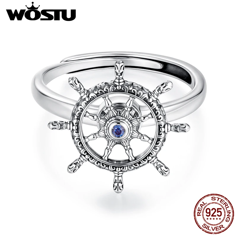 WOSTU 925 Sterling Silver Vintage Ship Wheel Ring with Blue Gem Retro S925 Opening Rings Handcrafted Marine Ocean Jewelry Gift
WOSTU 925 Sterling Silver Vintage Ship Wheel Ring with Blue Gem Retro S925 Opening Rings Handcrafted Marine Ocean Jewelry Gift