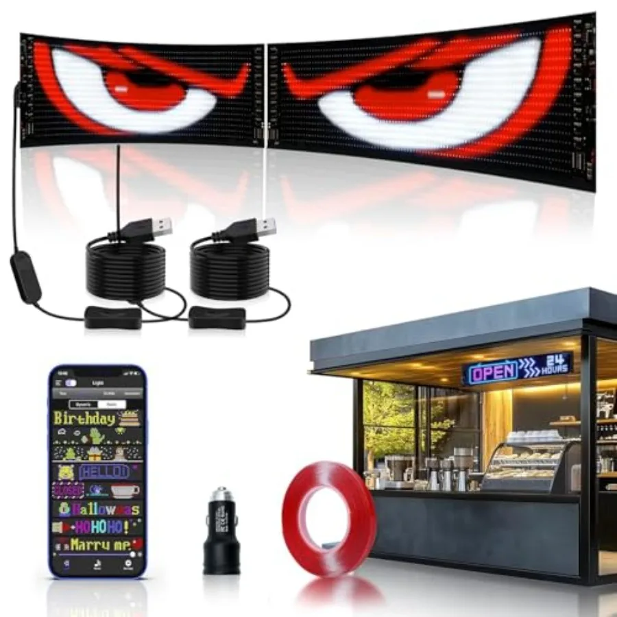 Programmable Scrolling LED Sign 5"×19" Flexible USB Powered LED Display Bluetooth App Control DIY Custom Text/Animation for Sho
Programmable Scrolling LED Sign 5"×19" Flexible USB Powered LED Display Bluetooth App Control DIY Custom Text/Animation for Sho