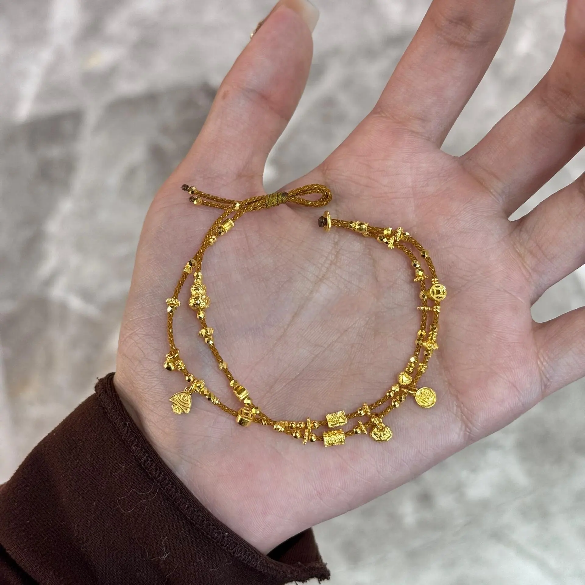 Double Layer Lucky Wealth Bracelet, Gold Beads Multi Charms, Handmade Braided Rope, Adjustable Good Luck Amulet Gift for Women
Double Layer Lucky Wealth Bracelet, Gold Beads Multi Charms, Handmade Braided Rope, Adjustable Good Luck Amulet Gift for Women