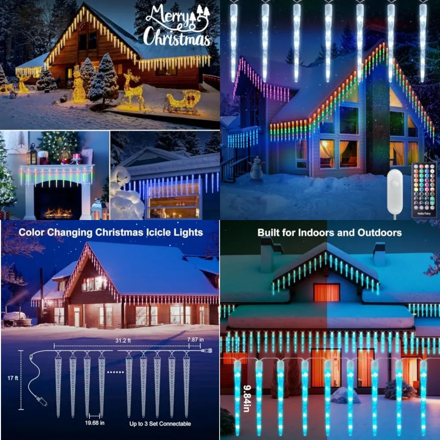 Color Changing Icicle Lights Outdoor 3.8FT 100 LED Smart Christmas Lights, 39 Color Modes Waterproof Connectable Icicle Indoor
Color Changing Icicle Lights Outdoor 3.8FT 100 LED Smart Christmas Lights, 39 Color Modes Waterproof Connectable Icicle Indoor
