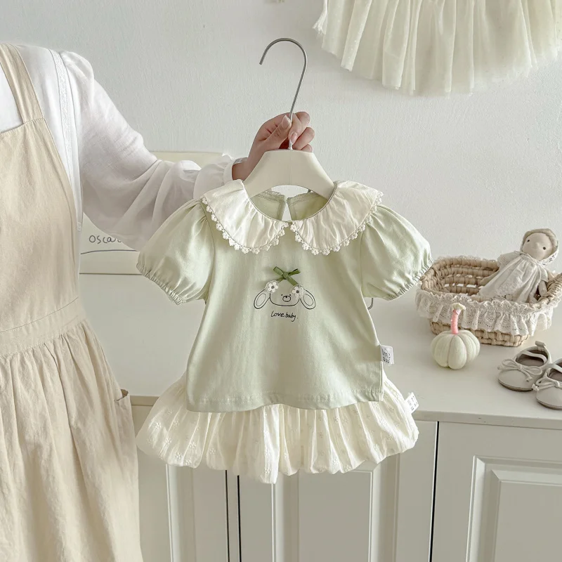 Girls' Summer Cotton Outfit, Doll Collar Short Sleeve Short Skirt Two-Piece Set, Baby Clothes, Summer Thin Style for Outings
Girls' Summer Cotton Outfit, Doll Collar Short Sleeve Short Skirt Two-Piece Set, Baby Clothes, Summer Thin Style for Outings