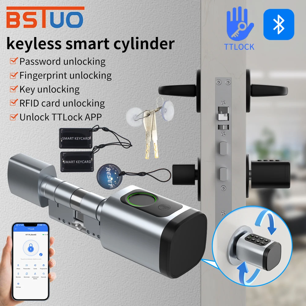 TTlock Smart Cylinder Digital Fingerprint Door Lock Mortise Bolt Lock Adjustable Cylinder Length Password APP Key IC Card Unlock
TTlock Smart Cylinder Digital Fingerprint Door Lock Mortise Bolt Lock Adjustable Cylinder Length Password APP Key IC Card Unlock