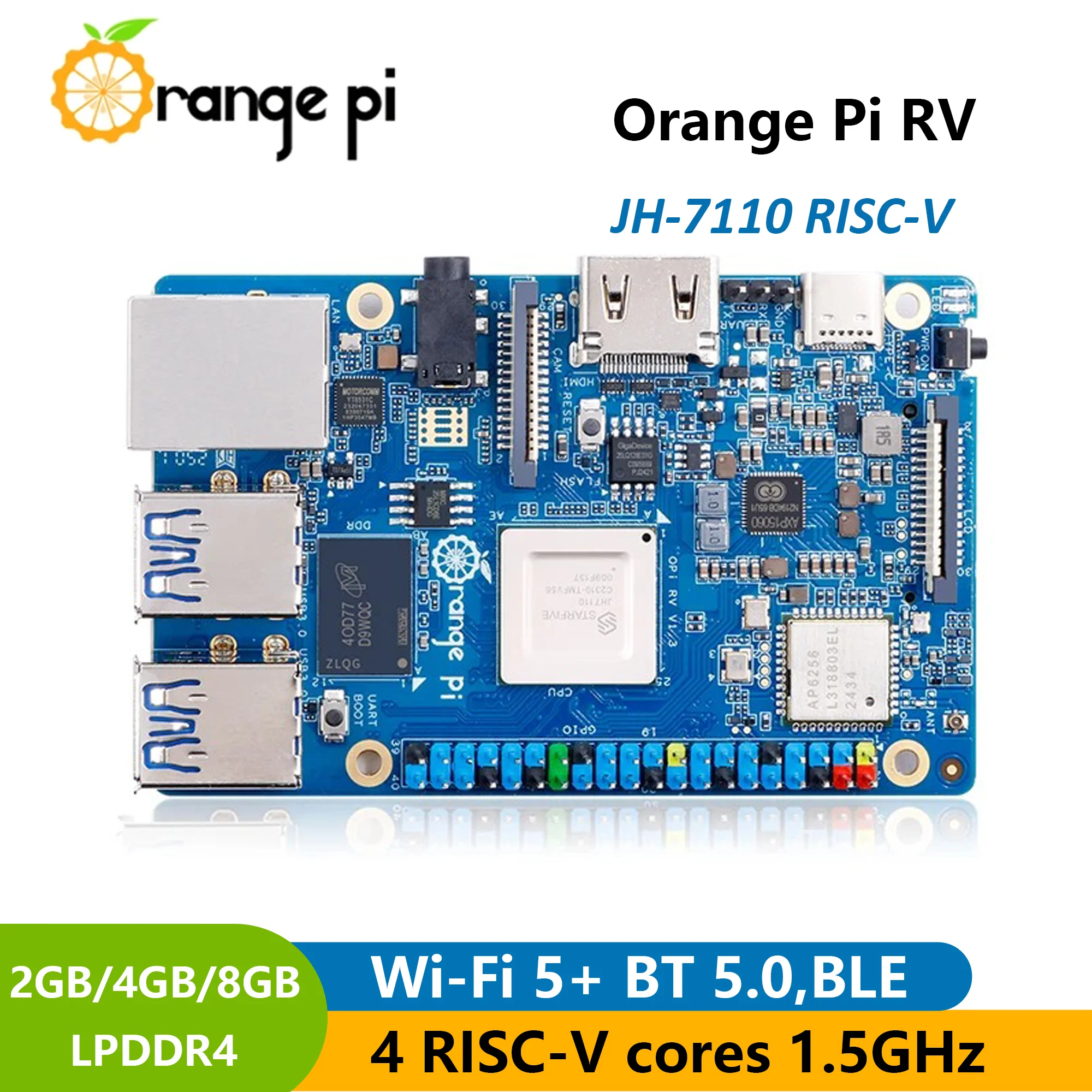 Одноплатный компьютер Orange Pi RV RISC-V StarFive JH-7110 с чипом DDR4 RISC-V WiFi-BT5.0 BLE M2 PCIE SSD-плата разработки
Одноплатный компьютер Orange Pi RV RISC-V StarFive JH-7110 с чипом DDR4 RISC-V WiFi-BT5.0 BLE M2 PCIE SSD-плата разработки