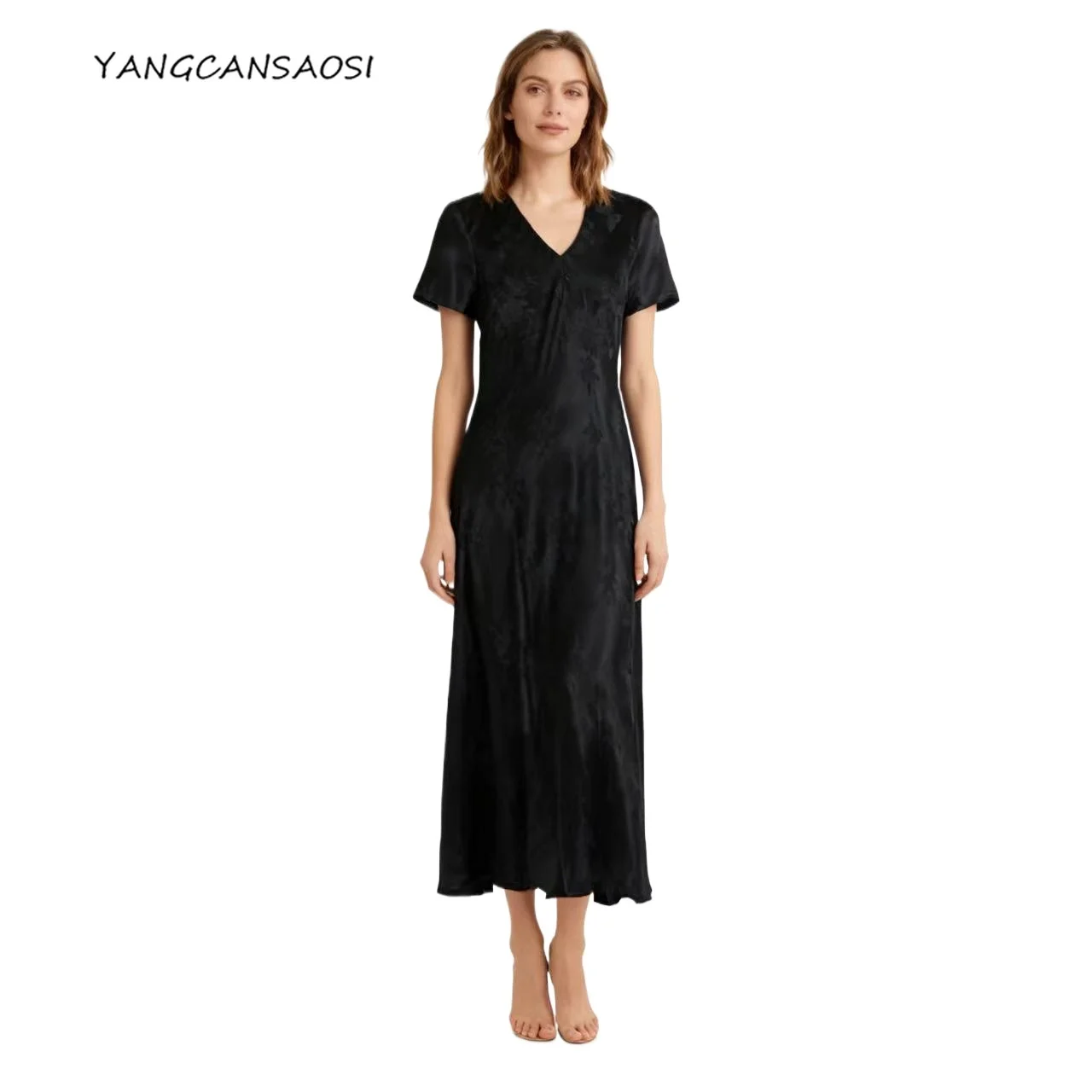 Fashion Women's Clothing 100% Natural Mulberry Silk Jacquard Flower Rose Oblique Cut Slim Fit V-neck Short Sleeved Evening Dress
Fashion Women's Clothing 100% Natural Mulberry Silk Jacquard Flower Rose Oblique Cut Slim Fit V-neck Short Sleeved Evening Dress