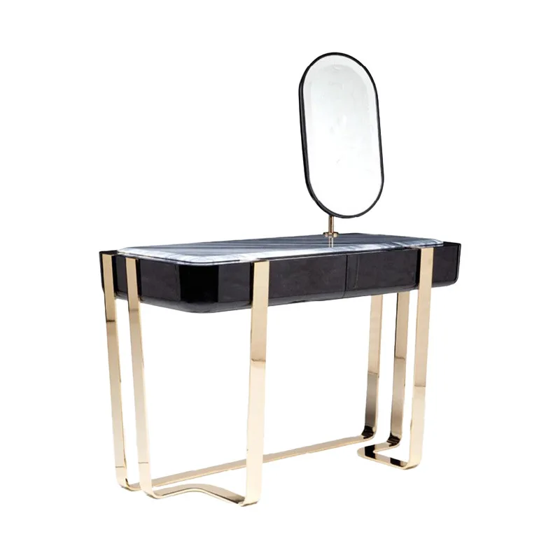 Modern light luxury marble, tabletop dresser, villa bedroom home use, metal table leg makeup table
Modern light luxury marble, tabletop dresser, villa bedroom home use, metal table leg makeup table