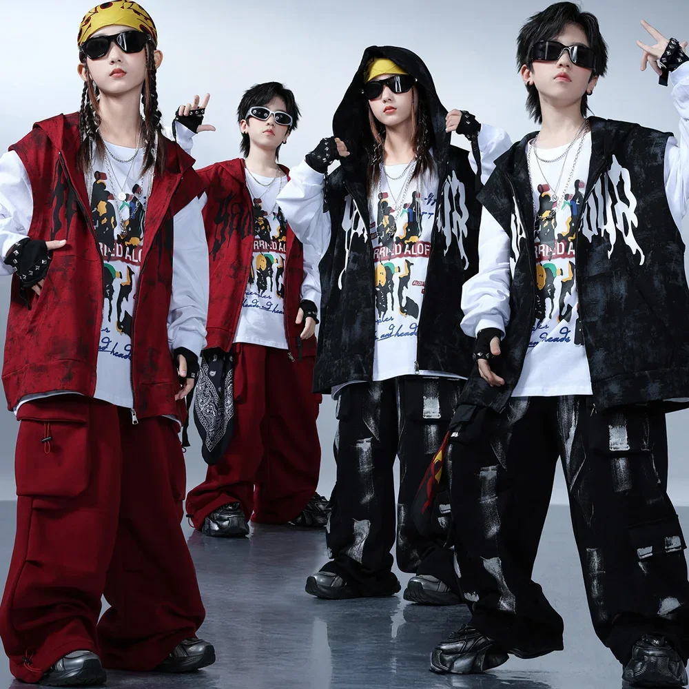Boys Hip Hop Clothes Hooded Vest Graffiti Cargo Pants Girls Group Streetwear Kids Jazz Dance Costume
Boys Hip Hop Clothes Hooded Vest Graffiti Cargo Pants Girls Group Streetwear Kids Jazz Dance Costume