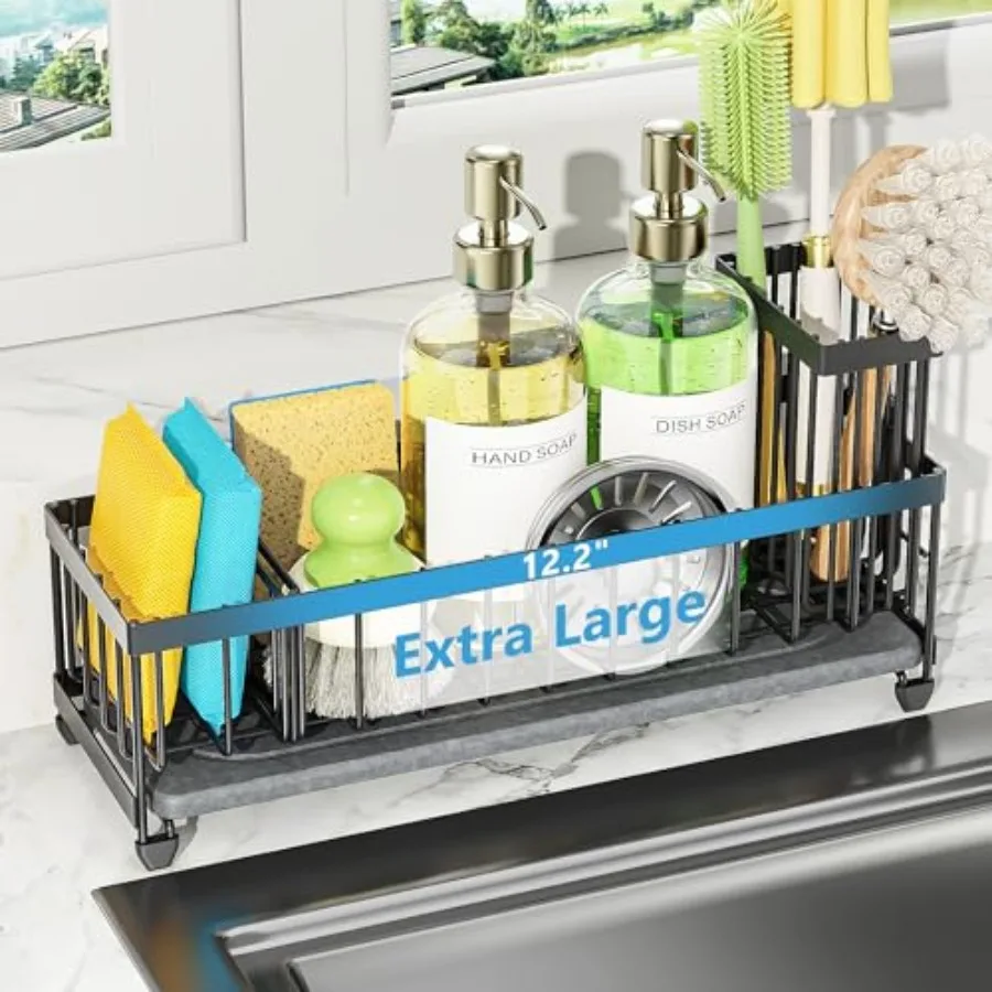 Extra Large Sink Caddy Organizer with Drying Stone, Sponge Holder for Kitchen, Dish Brush Holder for Countertop, Kitchen Decor
Extra Large Sink Caddy Organizer with Drying Stone, Sponge Holder for Kitchen, Dish Brush Holder for Countertop, Kitchen Decor