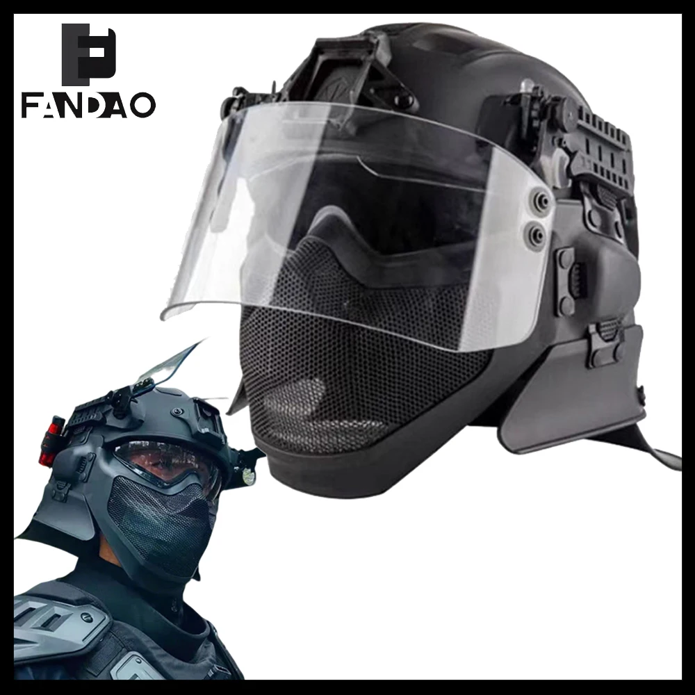 Tactical Riot Helmet with Windshield Flip Goggles Steel Mesh Face Mask Outdoor Flame-Retardant Protective Gear for CS Wargame
Tactical Riot Helmet with Windshield Flip Goggles Steel Mesh Face Mask Outdoor Flame-Retardant Protective Gear for CS Wargame