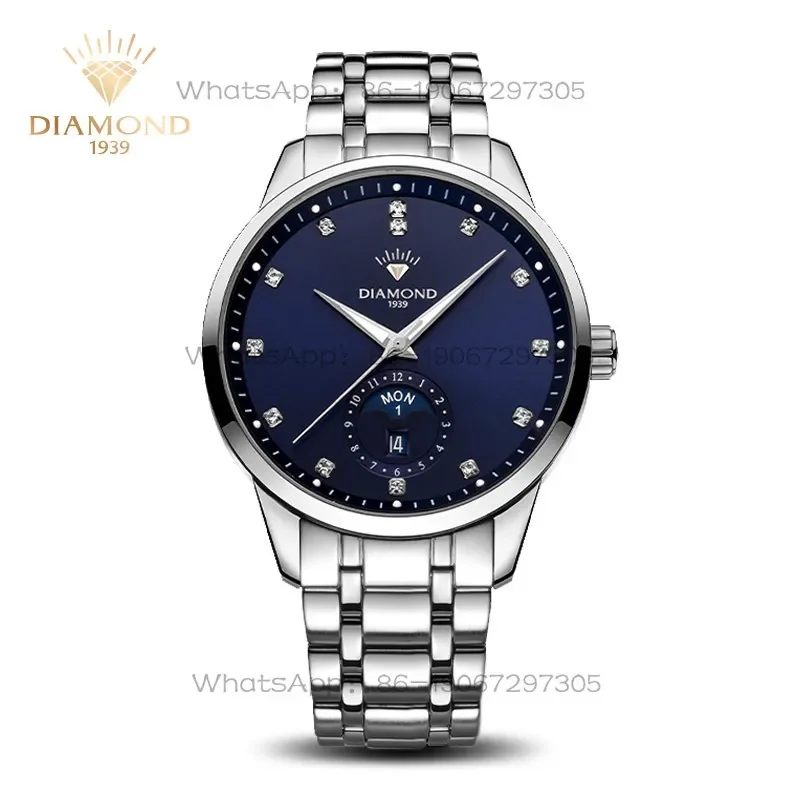 Shanghai Diamond Brand Men’s Mechanical Watch Large Dial Moon Phase Luminous Double Calendar Waterproof H201
Shanghai Diamond Brand Men’s Mechanical Watch Large Dial Moon Phase Luminous Double Calendar Waterproof H201