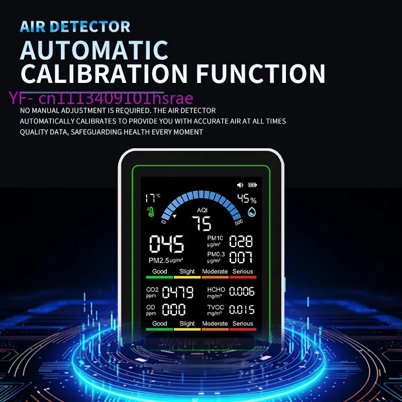 10-in-1 Household Air Quality Monitor Formaldehyde CO CO2 PM2.5 Temperature Humidity Detector
10-in-1 Household Air Quality Monitor Formaldehyde CO CO2 PM2.5 Temperature Humidity Detector