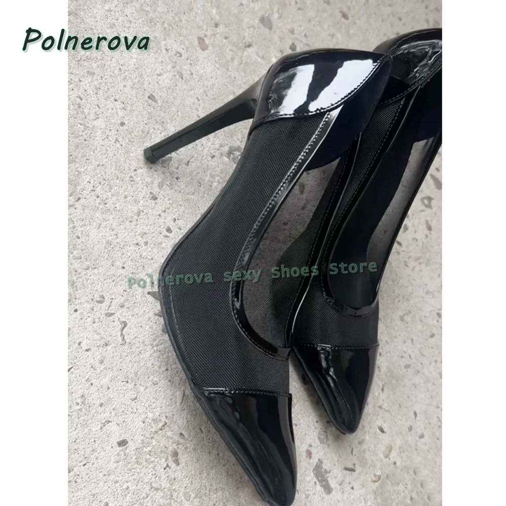 Mesh Pointed Toe Shallow Pumps Black Patent Leather Slip On Women Solid Sexy Sandals Elegant Dress Concise Luxury Shoes Summer
Mesh Pointed Toe Shallow Pumps Black Patent Leather Slip On Women Solid Sexy Sandals Elegant Dress Concise Luxury Shoes Summer