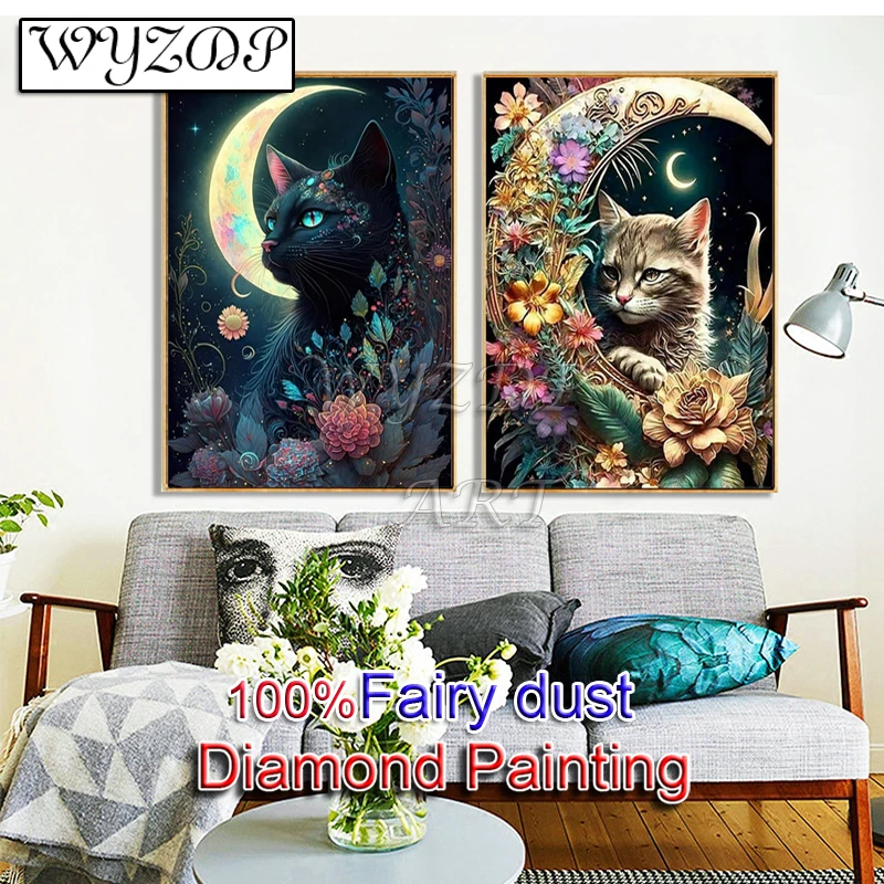 Cat 100% Fairy Dust Diamond Painting Animal Full Square Diamond Embroidery Moon Cross Stitch AB Diamond Art Crystal Home Decor
Cat 100% Fairy Dust Diamond Painting Animal Full Square Diamond Embroidery Moon Cross Stitch AB Diamond Art Crystal Home Decor