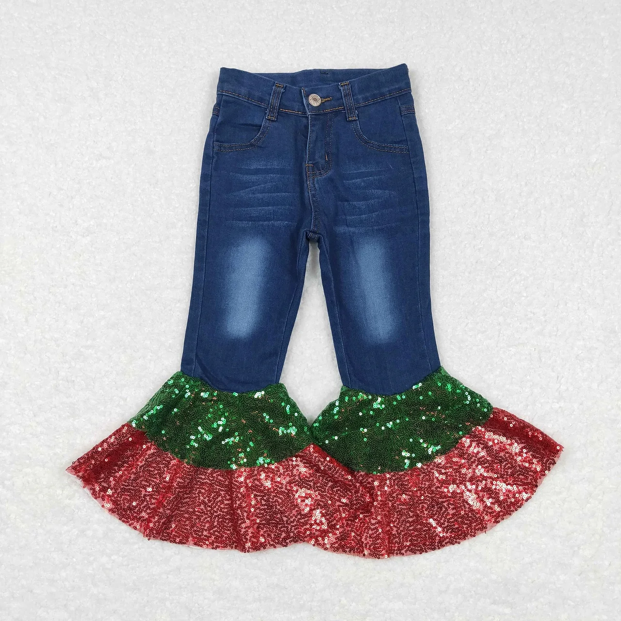 Wholesale Kids Infant Pocket Christmas Clothes Toddler Zipper Sequins Bell Pants Baby Girl Trousers Children Denim Jeans
Wholesale Kids Infant Pocket Christmas Clothes Toddler Zipper Sequins Bell Pants Baby Girl Trousers Children Denim Jeans