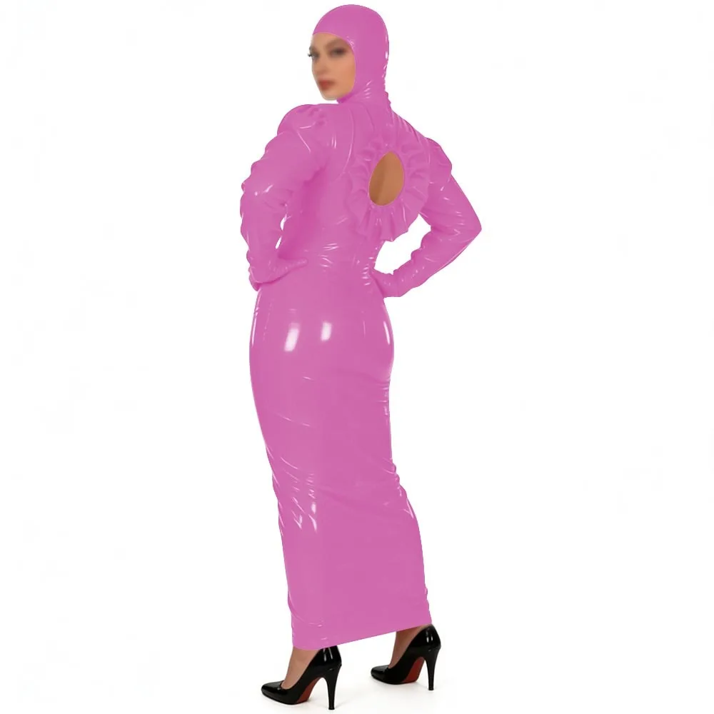 Novelty Shiny PVC Full Body Long Pencil Dress with Hood Womens Sissy Back Hollow Glossy Club Bodycon Dress Fetish Party Costume
Novelty Shiny PVC Full Body Long Pencil Dress with Hood Womens Sissy Back Hollow Glossy Club Bodycon Dress Fetish Party Costume