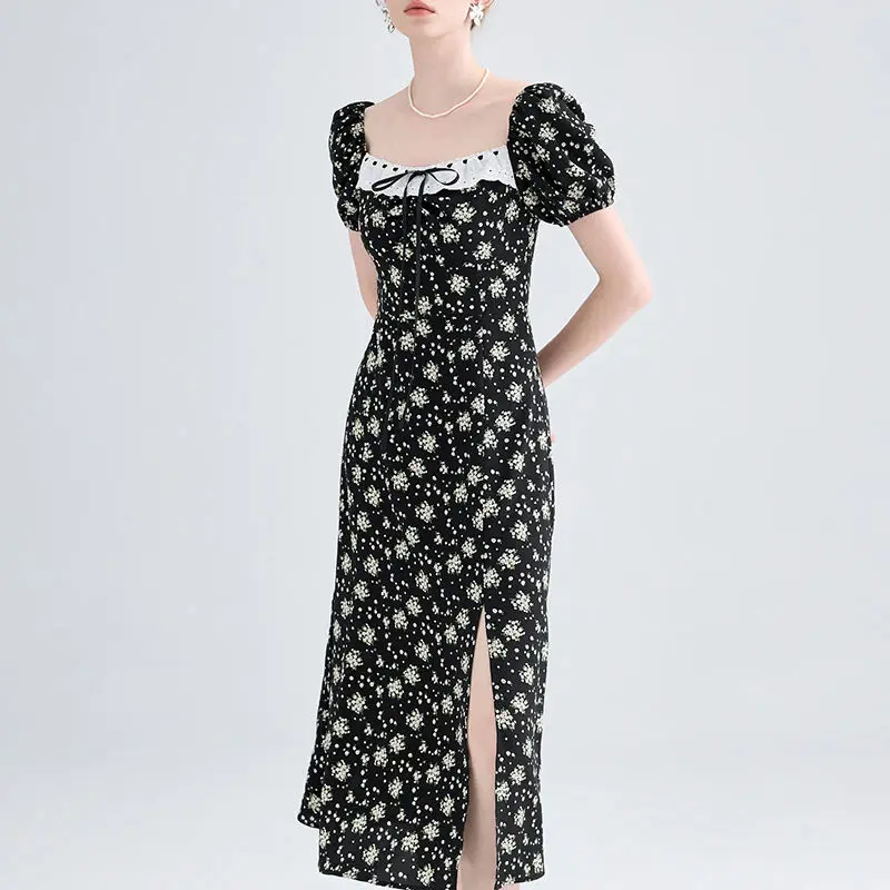 Black Floral Summer 2024 New Women French Office Lady Korean Westernization Forking Square Neck Puff Sleeve Chiffon Long Skirt
Black Floral Summer 2024 New Women French Office Lady Korean Westernization Forking Square Neck Puff Sleeve Chiffon Long Skirt