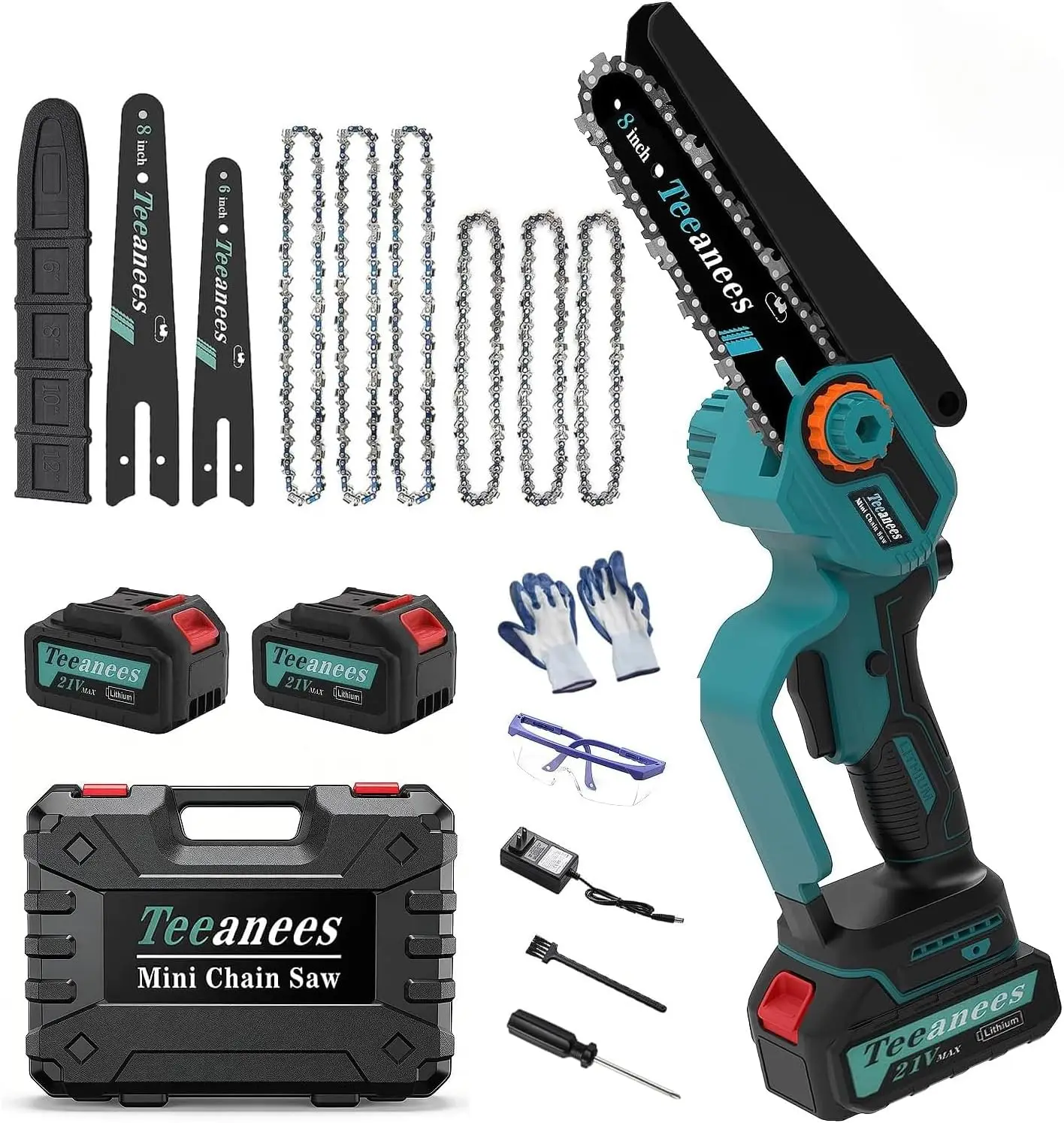 8" Cordless Chainsaw with 2x4.0Ah Batteries - Brushless Motor, Handheld for Tree Trimming & Wood Cutting
8" Cordless Chainsaw with 2x4.0Ah Batteries - Brushless Motor, Handheld for Tree Trimming & Wood Cutting