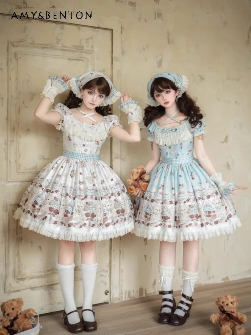 Kawaii Print Lolita Sweetheart Girl Princess Dress Daily Original Cute Bow Puff Sleeve Halter Slim Mini Dress Evening Dresses
Kawaii Print Lolita Sweetheart Girl Princess Dress Daily Original Cute Bow Puff Sleeve Halter Slim Mini Dress Evening Dresses