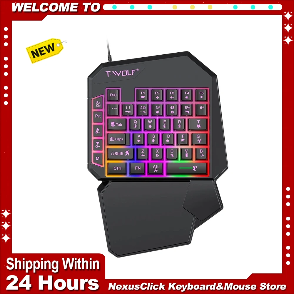 40keys One Handedly Single Hand Mini Gaming Keyboard Usb Ultra-slim Wired Backlight Keyboard for Laptop Desktop PC Smartphone
40keys One Handedly Single Hand Mini Gaming Keyboard Usb Ultra-slim Wired Backlight Keyboard for Laptop Desktop PC Smartphone