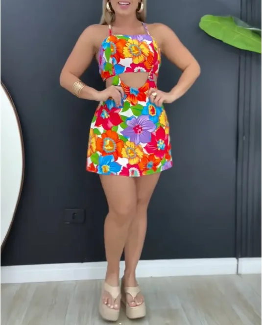 New Fashion 2025 Summer Sexy Elegant Floral Print Halter Sleeveless Backless Jumpsuit Casual Cutout Tied Detail Romper
New Fashion 2025 Summer Sexy Elegant Floral Print Halter Sleeveless Backless Jumpsuit Casual Cutout Tied Detail Romper