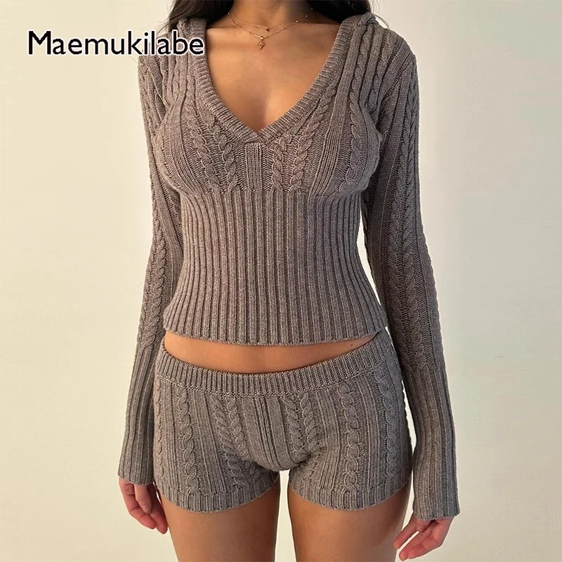 Maemukilabe Kink Knitted 2 Piece Set Women Crop Sweater Pullovers + Slim Fit Shorts 90s Vintage Zipper Cardigans Hooded Outfits
Maemukilabe Kink Knitted 2 Piece Set Women Crop Sweater Pullovers + Slim Fit Shorts 90s Vintage Zipper Cardigans Hooded Outfits